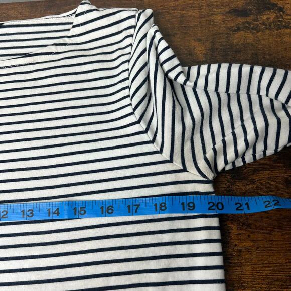 J. Crew Womens L Breton Stripe Shirt Cuffed Boatneck Nautical Preppy 100% Cotton - Picture 7 of 8